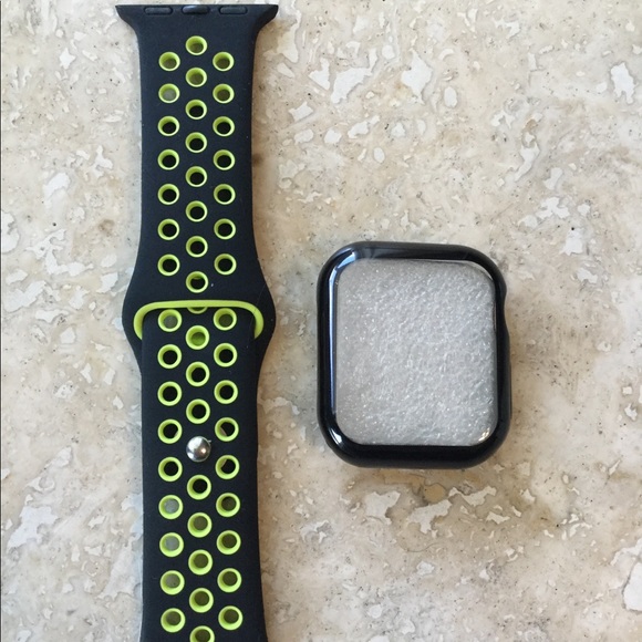 Silicone Band + Chrome Full Screen Case for iWatch - Picture 3 of 3